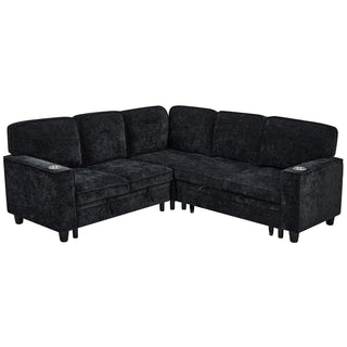 L-Shaped Sofa With Pull Out Sofa Bed With USB