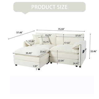 Modern Comfy Deep Seat Modular Sectional Sofa Cloud Couch With Ottoman