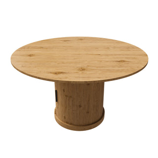 Extendable Oval Dining Table With 2 Tier Storage - Oak