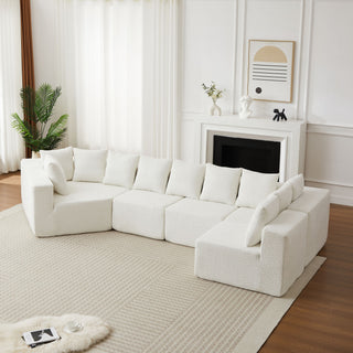 L - Shaped Modular Sofa With Deep Seat And 11 Pillows