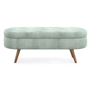 Modern Ottoman Oval Storage Bench With Rubber Wood Legs