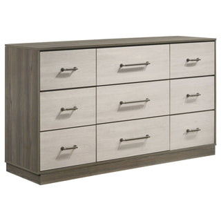 Edmondson - 9 Drawer Dresser With Hidden Jewelry Tray - Natural / Gray