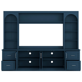 Arched Entertainment Center Wall Unit With Drawers, TV Stand