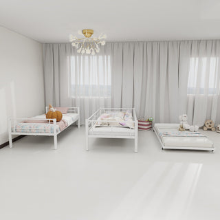 Bunk Bed For Kids, Convertible Frame With Ladders & Guardrail