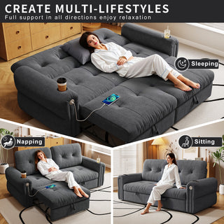 2 In 1 Convertible Sofa Bed For Living Room - Dark Gray - Fabric