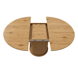 Extendable Oval Dining Table With 2 Tier Storage - Oak