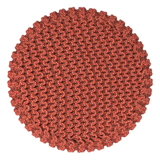 Wynne - Round Knitted Outdoor / Indoor Pouf - Orange
