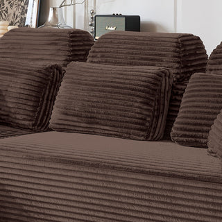 Sectional Sleeper Sofa & Storage Pockets, Modular Couch With Throw Pillows For Living Room