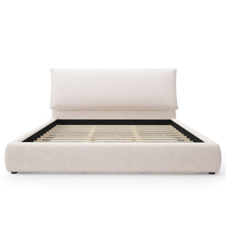 Upholstered Platform Bed Frame With Oversized Plush Pillow Headboard