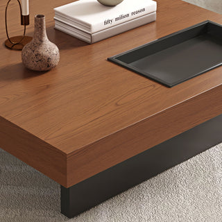 Square Floating Coffee Table For Living Room - Dark Walnut