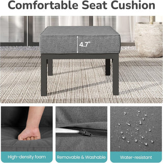 Patio Ottomans With Cushions, All-Weather Footrests (Set of 2)