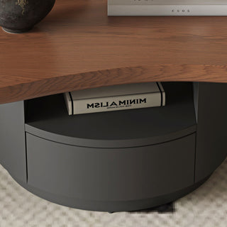 Cloud Coffee Table With 2 Drawers & Multi Layer Storage - Dark Walnut / Matt Black