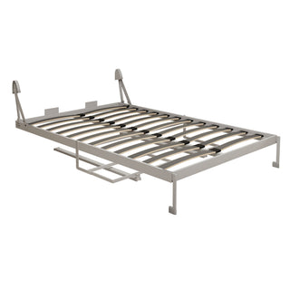 Queen Size Cabinet Wall Bed Mechanism With Desk Panel - Gray