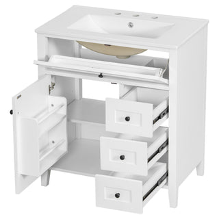 Bathroom Vanity With Sink, 3 Drawers And Adjustable Shelf