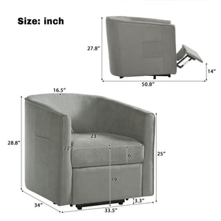 Power Lift Recliner Barrel Shape Reclining Chair With Footrest And Side Pocket
