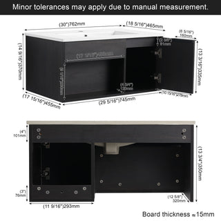 Wall Mounted Floating Bathroom Vanity With Open Shelf & Soft Close Door