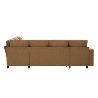 U - Shaped Convertible Sectional Sofa Bed With Storage, USB Charger & Cup Holders