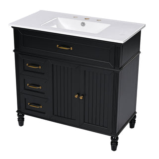 Bathroom Vanity With Sink, 2 Doors 2 Drawers, Freestanding Design