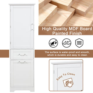 Tall Freestanding Bathroom Storage Cabinet With Adjustable Shelf And 2 Drawers