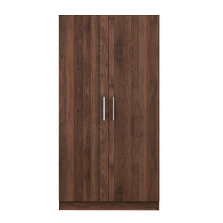 2 Door Wooden Wardrobe Armoire With 3 Storage Shelves - Brown
