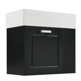Modern Wall Mounted Bathroom Vanity With Sink, Soft Close Drawer, Adjustable Shelf, Toilet Paper Holder