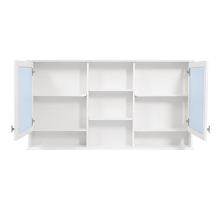 Wall Mount Mirror Cabinet With Adjustable Shelves - White