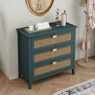 3 Drawer Cabinet, Natural Rattan, American Furniture