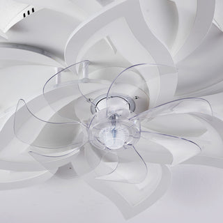 32" Flower Ceiling Fan With LED Dimmable Light, Low Profile Flush Mount Fan With Remote Control, 6 Speeds