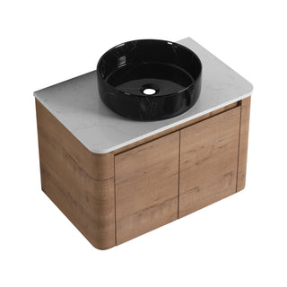 Wall Mounted Bathroom Vanity With Art Sink & 1 Soft Close Door