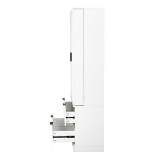 Fluted Kitchen Pantry Cabinet With 2 Large Drawers & 8 Door Spice Rack