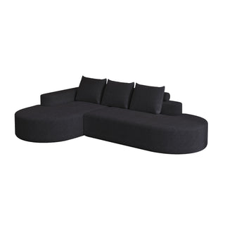 Modern Curved Sofa, L-Shaped Modular Sectional Set With 3 Pillows