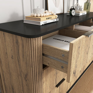 Modern 9 Drawer Cabinet With Metal Rounded Corners Multi Functional Storage - Black