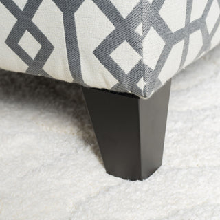 Quotient - Upholstered Storage Ottoman With Tapered Block Feet - Gray / White
