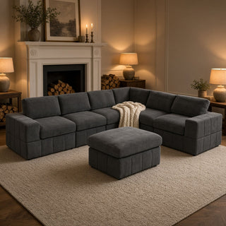 Oversized Ottoman Footrest Extra Seat Living Room - Dark Gray
