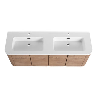 Wall Mounted Bathroom Vanity With Sink, 3 Soft Close Doors