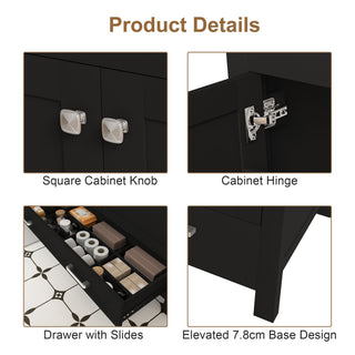 Bathroom Vanity With Soft Close Cabinet, Single Drawer, Sink Not Included - Black