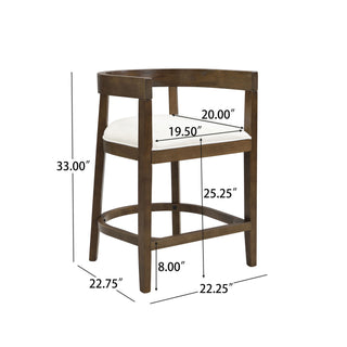 Modern Rubberwood Counter Stool Set With Upholstered Seats