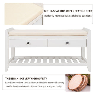 Multipurpose Entryway Shoe Rack With Cushioned Seat And Drawers
