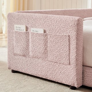 Cute Rabbit Ear Upholstered Platform Bed Frame With Safety Rail