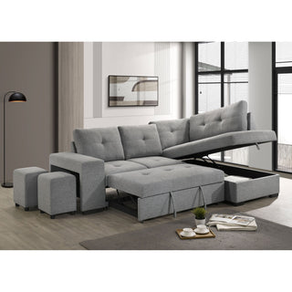 Atkinson - Sleeper Sectional Sofa With Lift Top Chaise - Gray