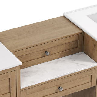 Double Sink Bathroom Vanity With Countertop, 2 Ceramic Sinks, 6 Drawers, Soft Close Design