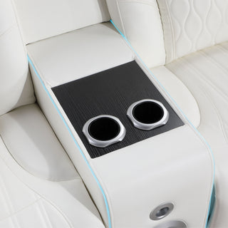 Electra - Power Recliner Sectional Sofa With Power Headrests, Console Loveseats, Wedge, LED Light Strip, Speakers