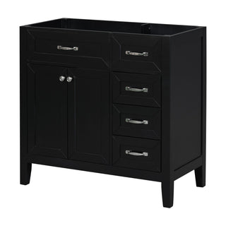Modern Bathroom Vanity Base Only, 2 Doors And 3 Drawers