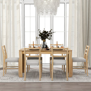 7 Piece Dining Set With Extendable Table, 2 Drawers & 6 Upholstered Chairs
