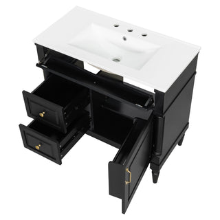 Freestanding Bathroom Vanity With Sink, Adjustable Shelf, Flip Drawer