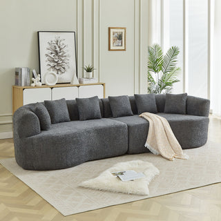 Curved Sectional Sofa With 6 Pillows
