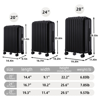 20" / 24" / 28" 3 Pieces / Set Spinner Wheel Luggage, Carry On Suitcase, With Cup Holder & USB Port & Phone Holder