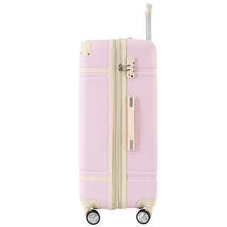 Hardshell Luggage Set With Double Spinner Wheels, Tsa Lock, Lightweight Suitcase, 24" With Bags - Light Pink