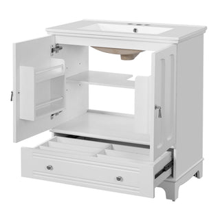 Bathroom Vanity With Sink, Cabinet With Adjustable Shelf And Drawer Divider