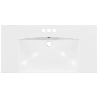 Single Bathroom Basin Sink, Vanity Top Only With 3 Faucet Holes